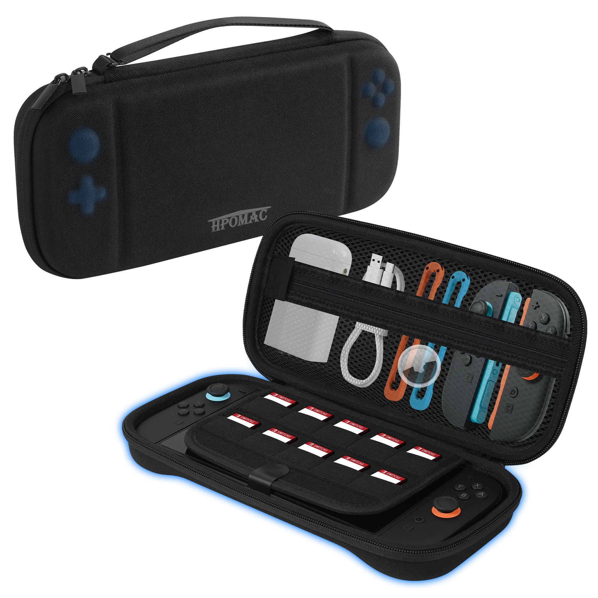 Nintendo Switch 2 Carrying Case, Hard Shell Protective travel Bag with 10 Game Card Slots, Waterproof