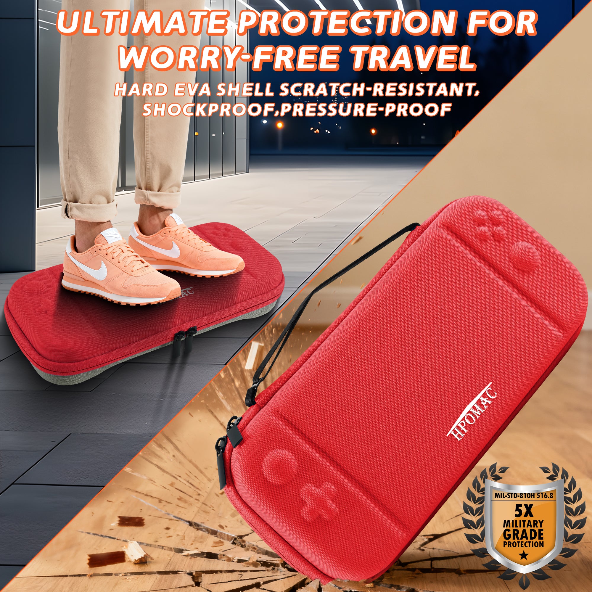 Nintendo Switch 2 Carrying Case, Hard Shell Protective travel Bag with 10 Game Card Slots, Waterproof, Red