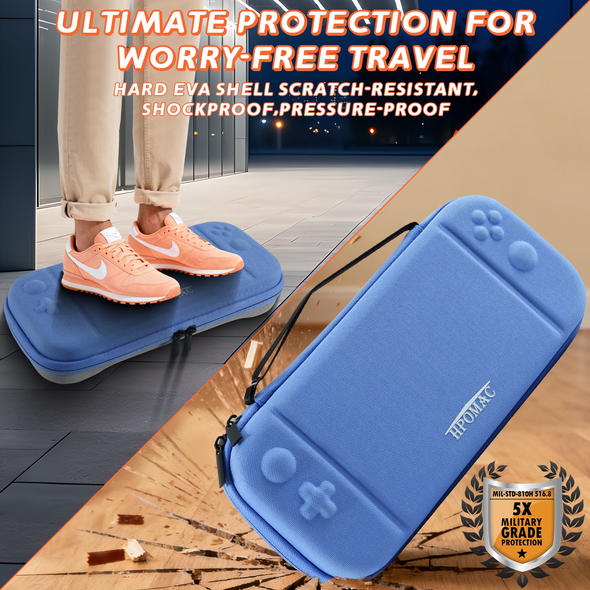 Nintendo Switch 2 Carrying Case, Hard Shell Protective travel Bag with 10 Game Card Slots, Waterproof, Blue