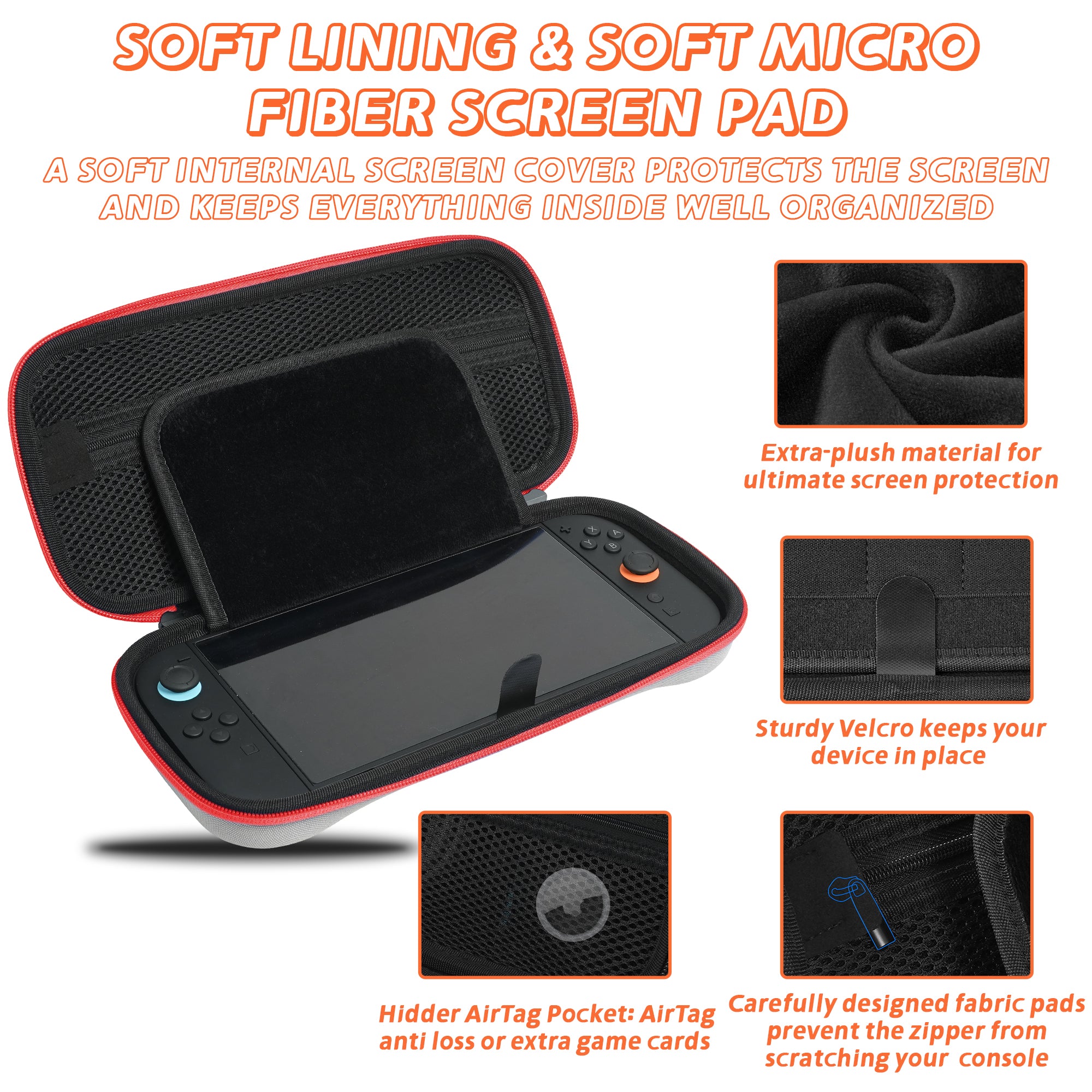 Nintendo Switch 2 Carrying Case, Hard Shell Protective travel Bag with 10 Game Card Slots, Waterproof, Red